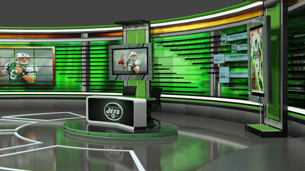 New York Jets virtual reality broadcasting set